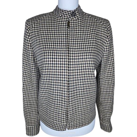KORS Michael Kors Vintage‎ 90's Houndstooth Wool Moto Jacket - Picture 1 of 9